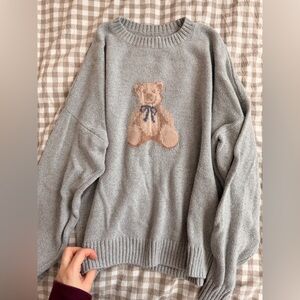 Hollister Gray Sweater with Bear Motif